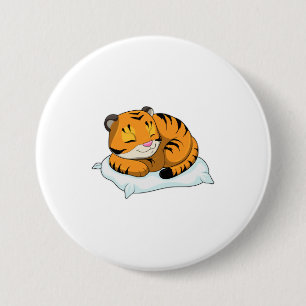 Tiger vid sömnad med Pillow Knapp