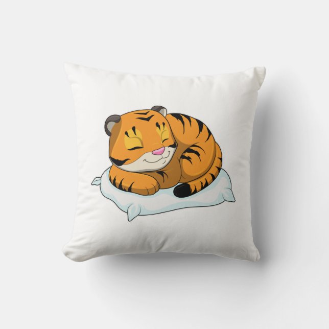 Tiger vid sömnad med Pillow Kudde (Framsida)