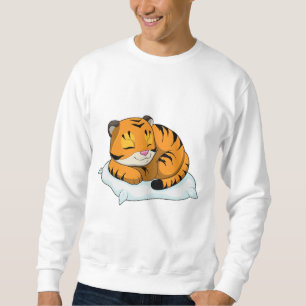 Tiger vid sömnad med Pillow Lång Ärmad Tröja