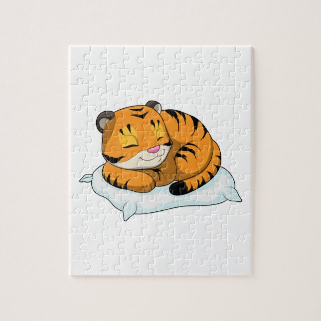 Tiger vid sömnad med Pillow Pussel (Vertikal)