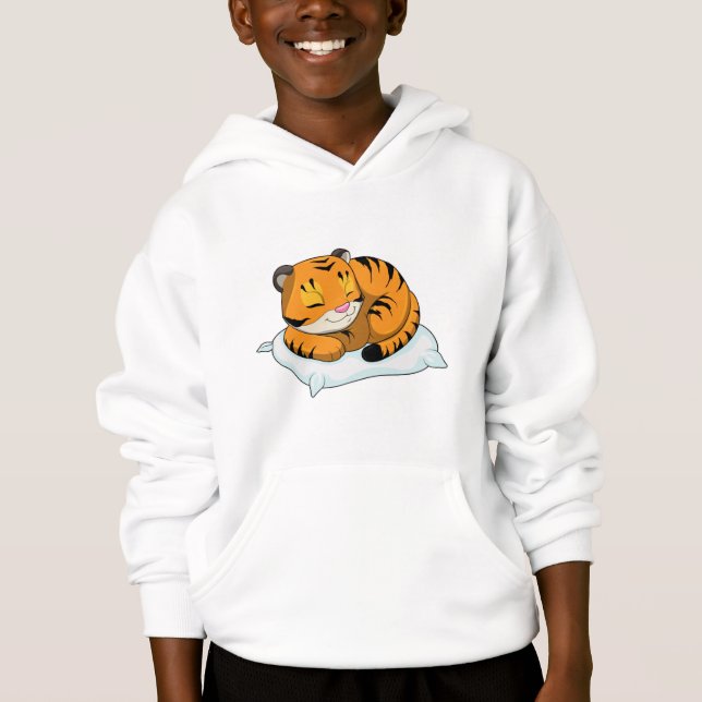 Tiger vid sömnad med Pillow T Shirt (Framsida)