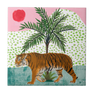 Tiger vid Sunrise Kakelplatta