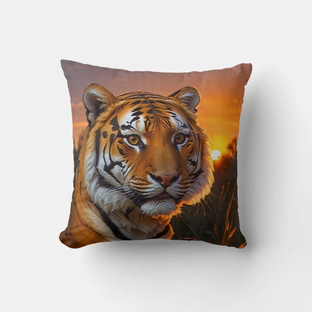 Tiger vid Sunset Kudde (Framsida)