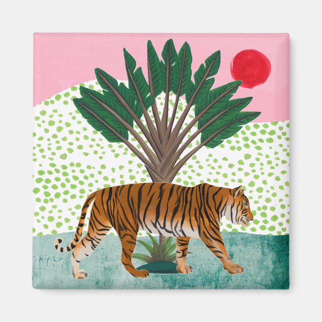 Tiger vid Sunset Magnet (Framsidan)
