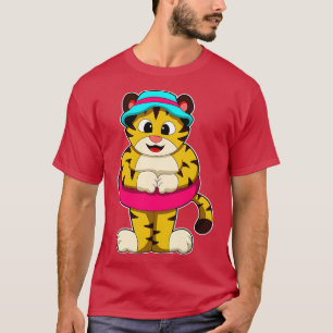 Tiger vid Swimming med Simma ring Hat T Shirt