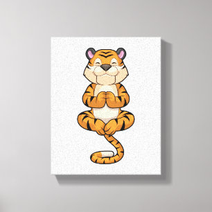 Tiger vid Yoga Fitness Canvastryck