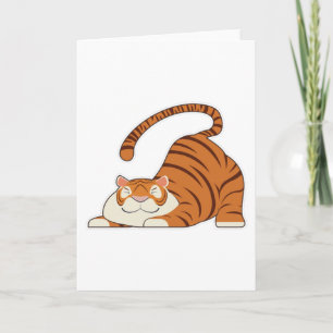 Tiger vid yogasträckningsövningar kort