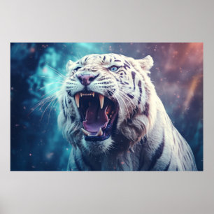 Tiger Vild Animal Majestic Wilderness Surrealist Poster