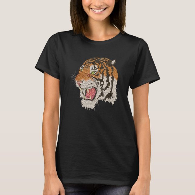 Tiger Vild Animal Tiger Head T Shirt (Framsida)