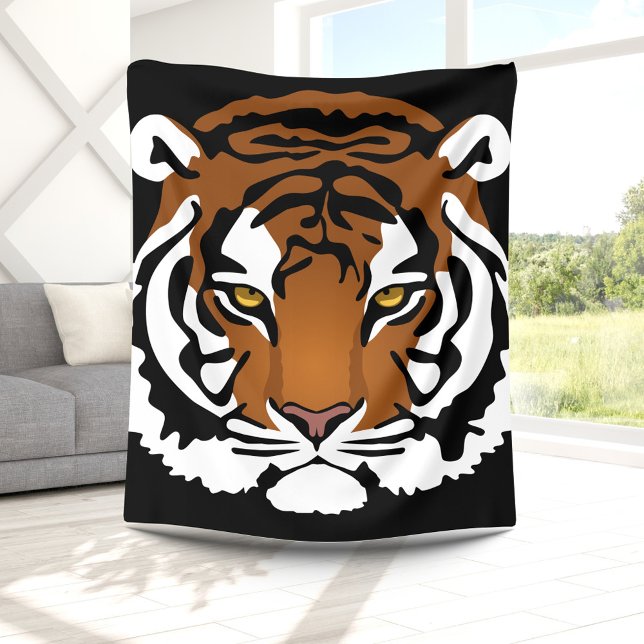 Tiger, Vild katt på Black Fleecefilt (Skapare uppladdad)