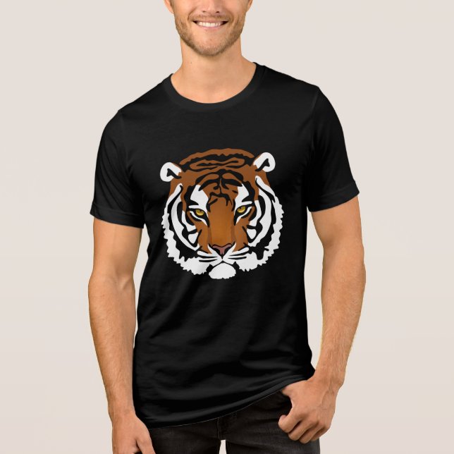 Tiger, Vild katt på Black T Shirt (Framsida)