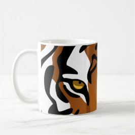 Tiger vild katt på svart kaffemugg