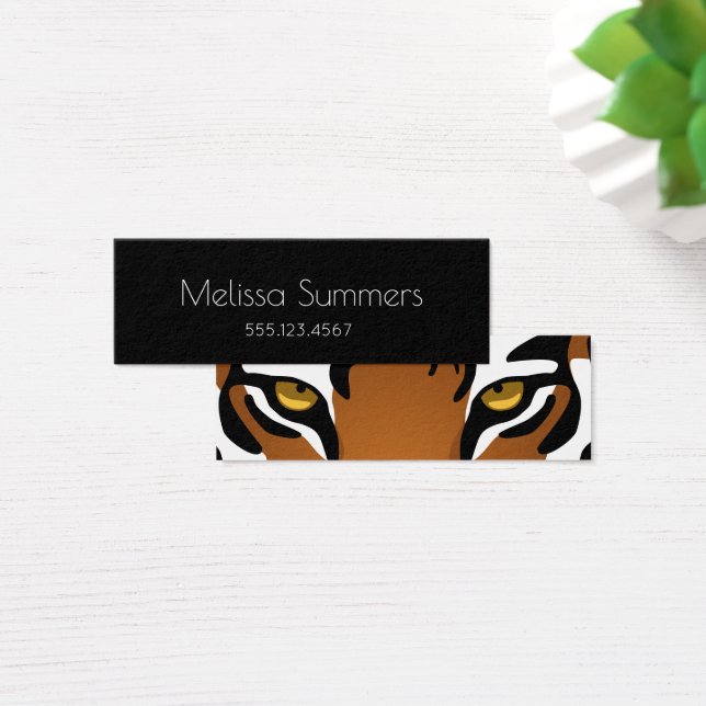 Tiger, Vild Katt på Svart Litet Visitkort (Skivbord)