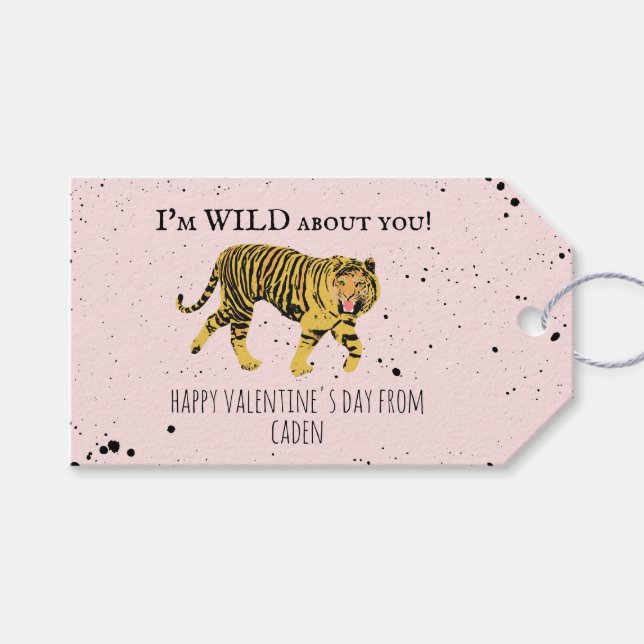Tiger Vild om Valentine Kids Classroom Presentetikett (Framsidan (Horisontell))