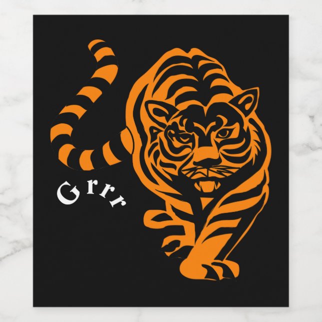 Tiger Vinflaska Etikett (Singel etikett)