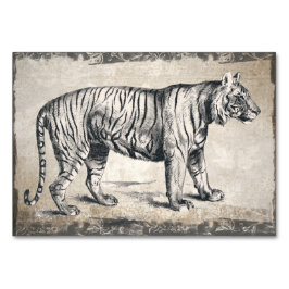 Tiger Vintage Wildlife Grunge Decorative Bordsnummer