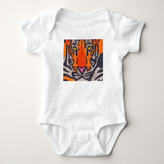 Tiger (vit) - Babykroppströja T Shirt (Framsida)