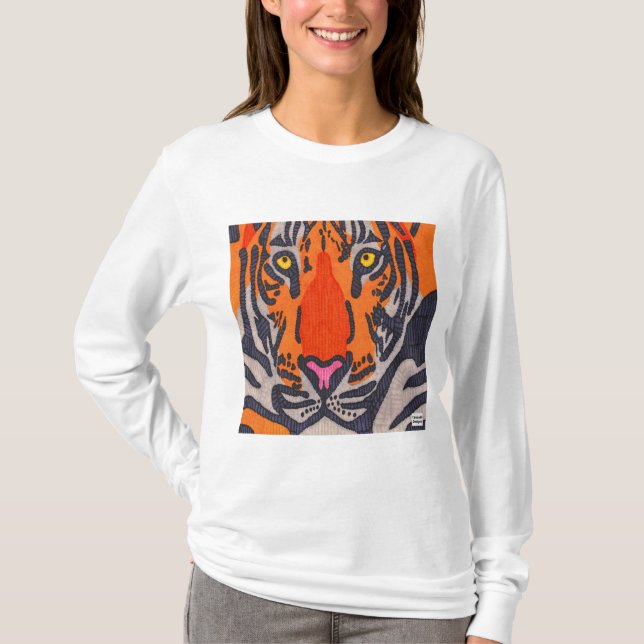 Tiger (vit) - Dam Långärmad Tröja (Framsida)