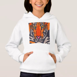 Tiger (vit) - Flickans Hoodie T Shirt