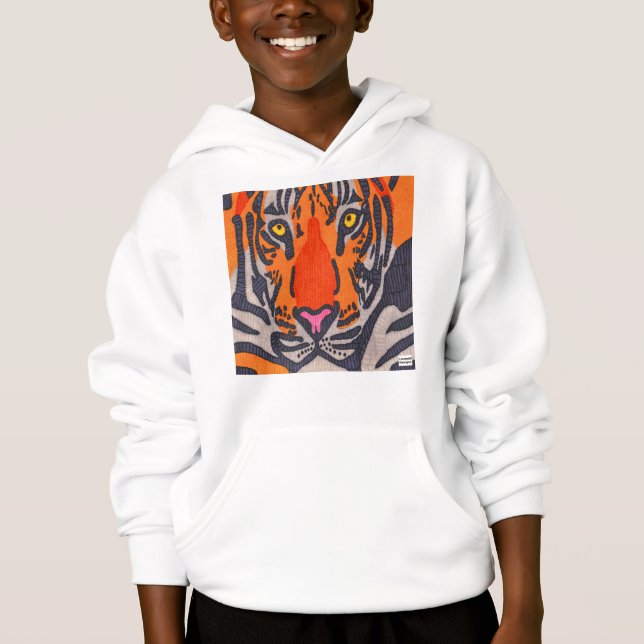 Tiger (vit) - Pojktröja T Shirt (Framsida)