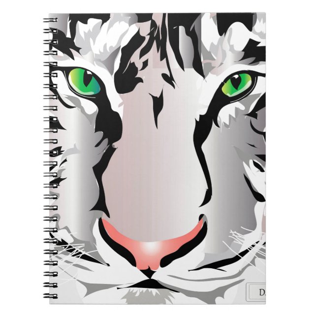 TIGER-VITE/GRÅTT-NOTEBOK ANTECKNINGSBOK (Framsidan)