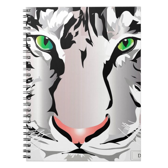 TIGER-VITE/GRÅTT-NOTEBOK ANTECKNINGSBOK (Framsidan)
