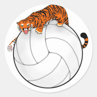 Tiger Volleyball Round Sticker Runt Klistermärke