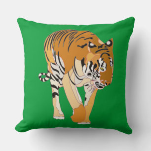 Tiger Walking Digital Painting Anpassningsbar Pill Kudde