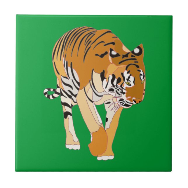 Tiger Walking Digital Painting Ceramic Tile Kakelplatta (Framsidan)