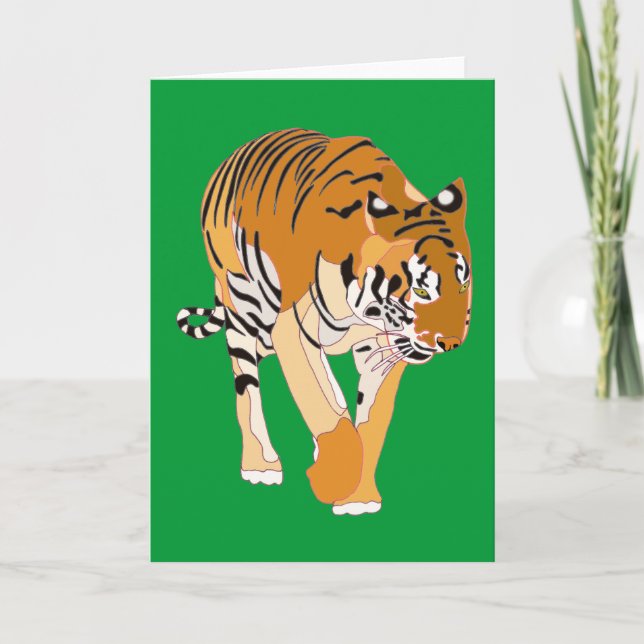 Tiger Walking Digital Painting Greeting Card Kort (Framsida)