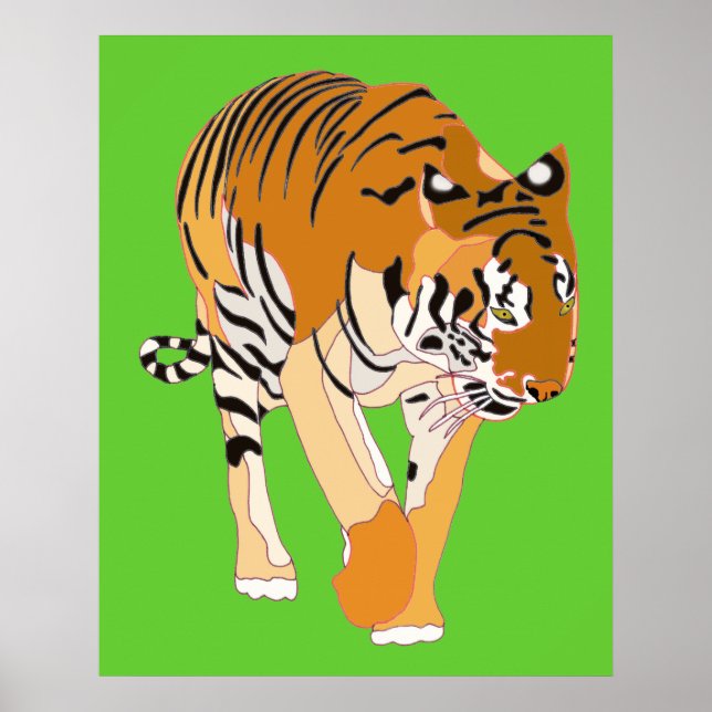 Tiger Walking Digital Painting Poster (Framsidan)