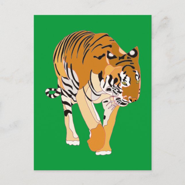 Tiger Walking Digital Painting-vykort Vykort (Framsida)