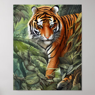 Tiger Walking in the Jungle Poster