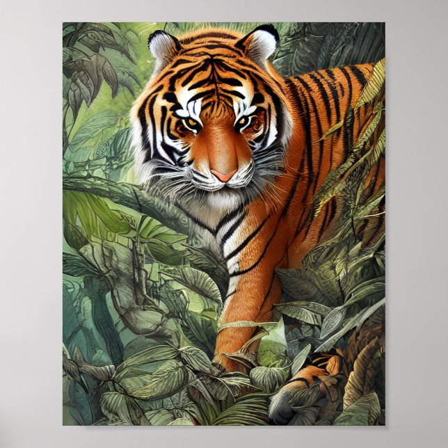 Tiger Walking in the Jungle Poster (Framsidan)