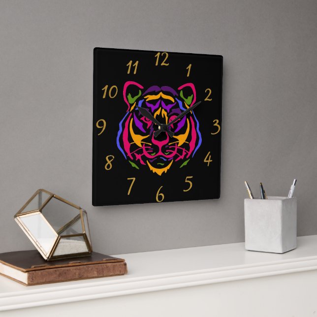 Tiger Wall Clock Fyrkantig Klocka (Kontor)