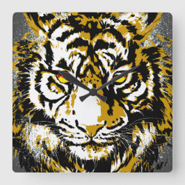 Tiger Wall Clock - Tiger Head Clock Fyrkantig Klocka