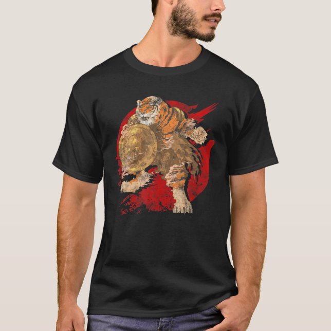 Tiger Warriors Shild Soldier Fighter T Shirt (Framsida)