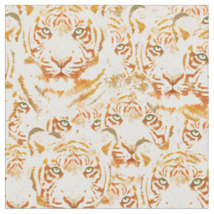 Tiger Watercolor Ansikte Mönster Tyg