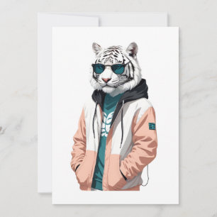 Tiger Wearing Hoodie Funny Coola Animal Character Inbjudningar