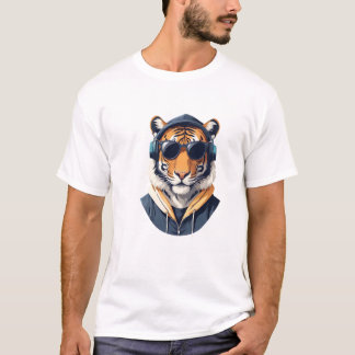 Tiger Wearing Hoodie Funny Coola Animal Character T Shirt