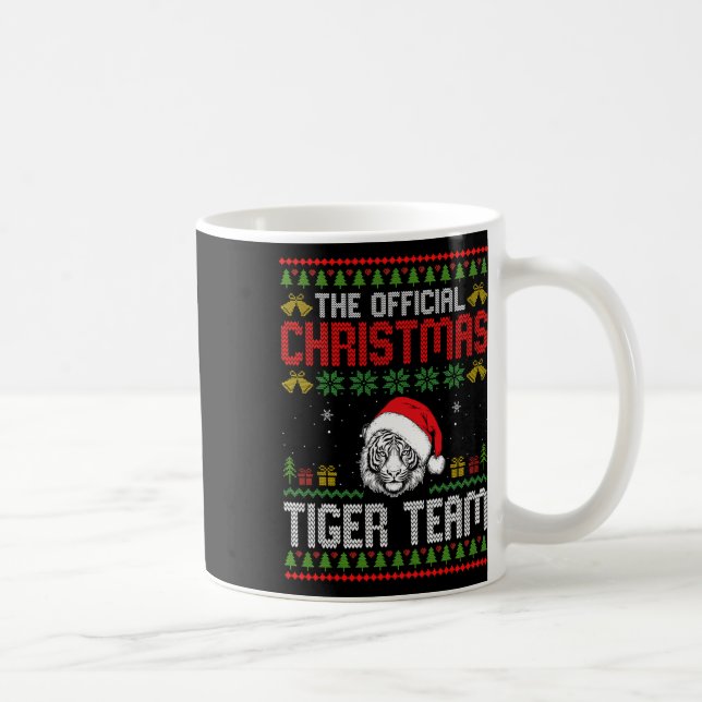 Tiger Wearing Santa Hat Xmas Lights Merry Christma Kaffemugg (Höger)