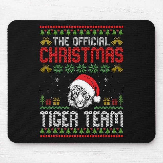 Tiger Wearing Santa Hat Xmas Lights Merry Christma Musmatta (Framsidan)