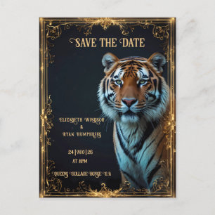 Tiger Wedding-inbjudan om svart Vykort