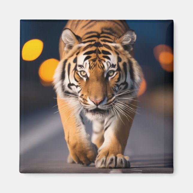 Tiger Wildlife Animal på gatan utomhus Magnet (Framsidan)