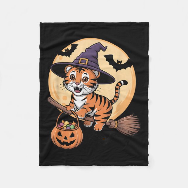Tiger Witch Hat Pumpkin Halloween Costume Manar Wo Fleecefilt (Framsidan)