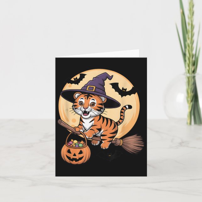 Tiger Witch Hat Pumpkin Halloween Costume Manar Wo Kort (Framsida)