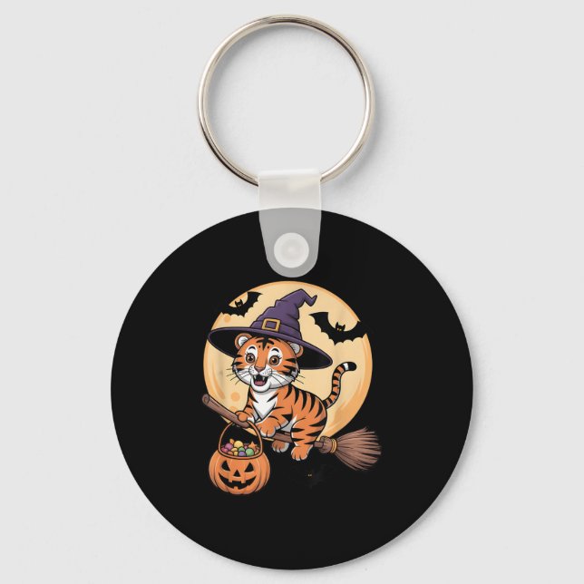 Tiger Witch Hat Pumpkin Halloween Costume Manar Wo Nyckelring (Framsida)
