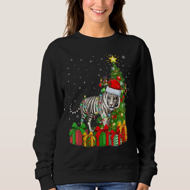 Tiger   Xmas Holiday Santa White Tiger Christmas T T Shirt (Framsida)