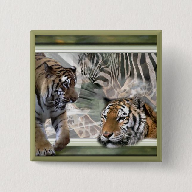 Tiger, Zebra, Giraffe, Gåvor åt älskare Knapp (Framsida)