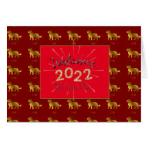 Tiger Zodiac Welcome 2022 Anpassningsbar Guld Glit